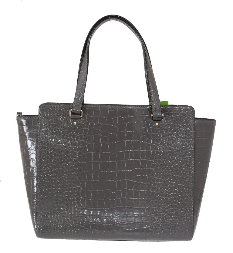 Bolso de mano Kate Spade Elissa Bristol Drive de cuero repujado de cocodrilo gris