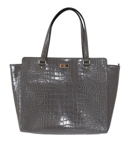 Bolso de mano Kate Spade Elissa Bristol Drive de cuero repujado de cocodrilo gris