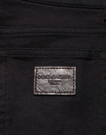 Dolce & Gabbana Black Cotton Blend Skinny Men Trouser Pants