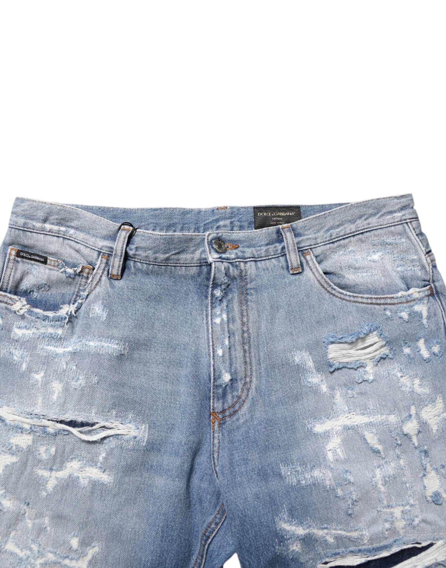 Pantalones vaqueros Dolce & Gabbana azules desgastados y rotos