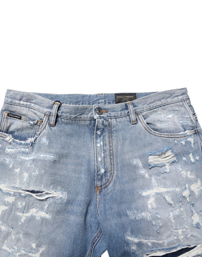 Pantalones vaqueros Dolce & Gabbana azules desgastados y rotos