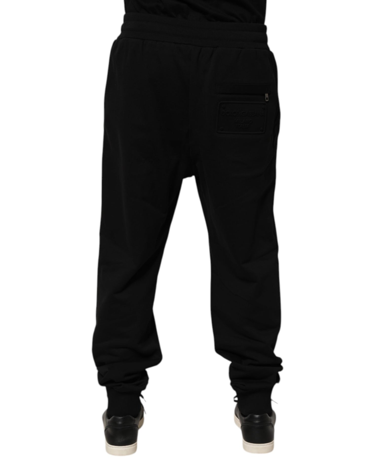 Pantalones de chándal Dolce & Gabbana negros de algodón con cordón y logo