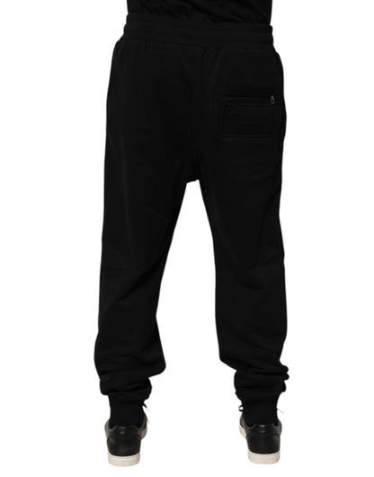 Pantalones de chándal Dolce & Gabbana negros de algodón con cordón y logo