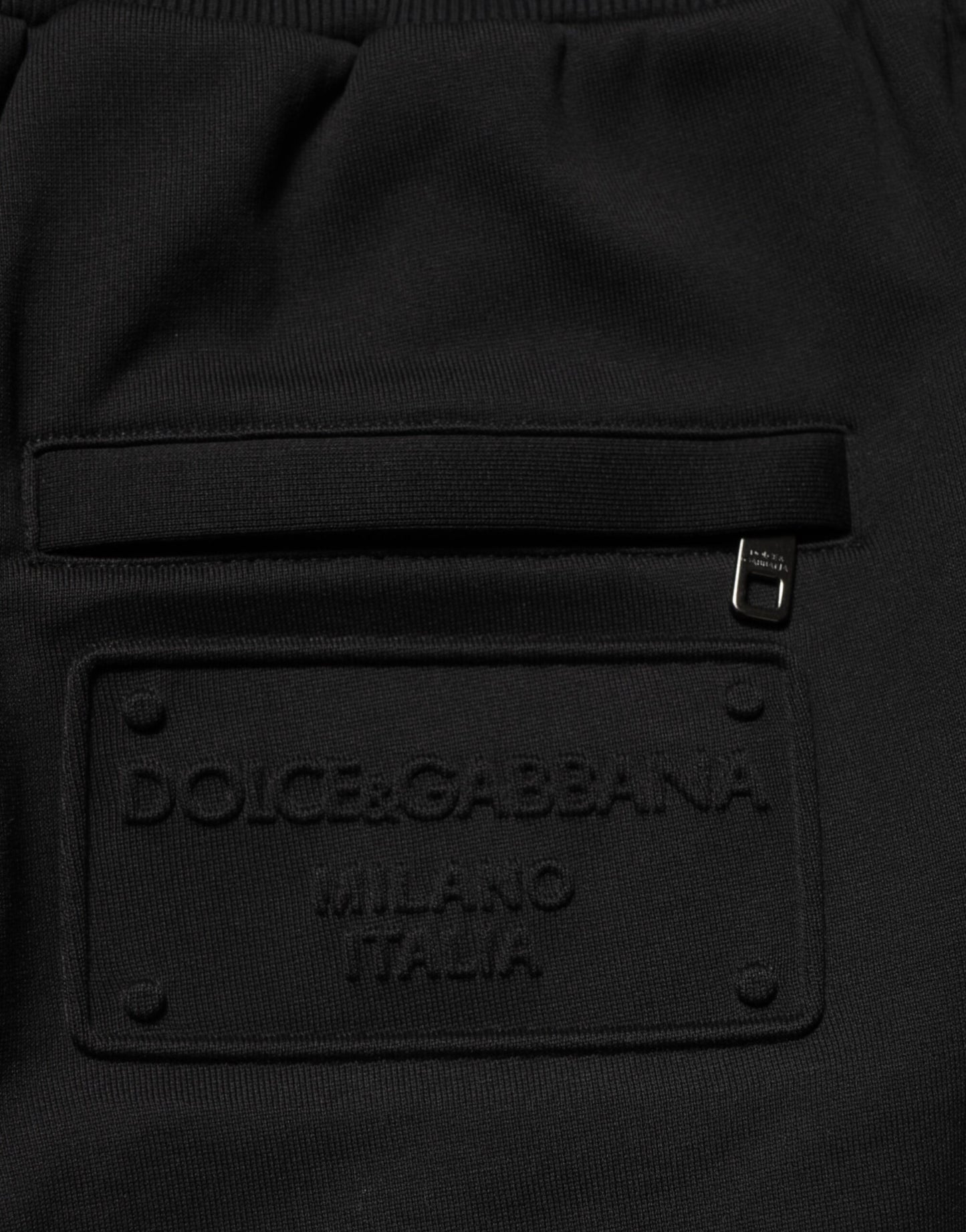 Pantalones de chándal Dolce & Gabbana negros de algodón con cordón y logo