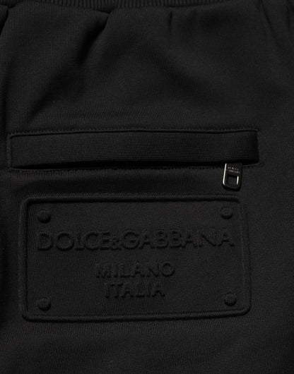Pantalones de chándal Dolce & Gabbana negros de algodón con cordón y logo