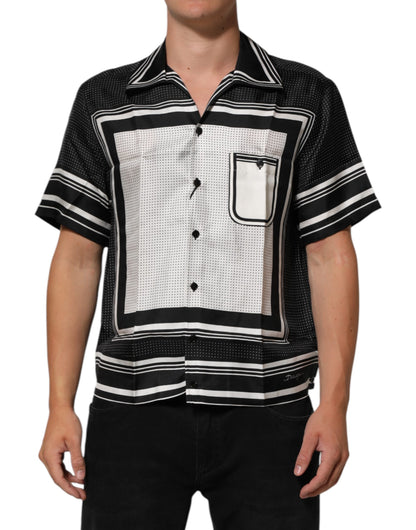 Polo informal Dolce & Gabbana con estampado de puntos y rayas en blanco y negro