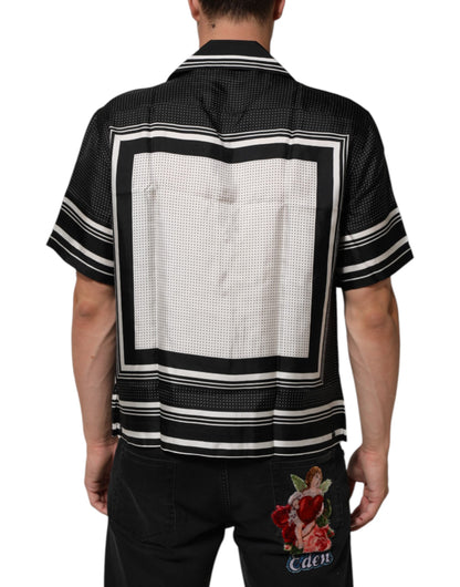 Polo informal Dolce & Gabbana con estampado de puntos y rayas en blanco y negro