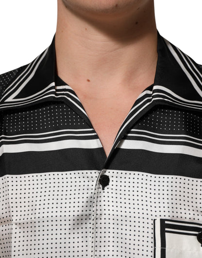 Polo informal Dolce & Gabbana con estampado de puntos y rayas en blanco y negro