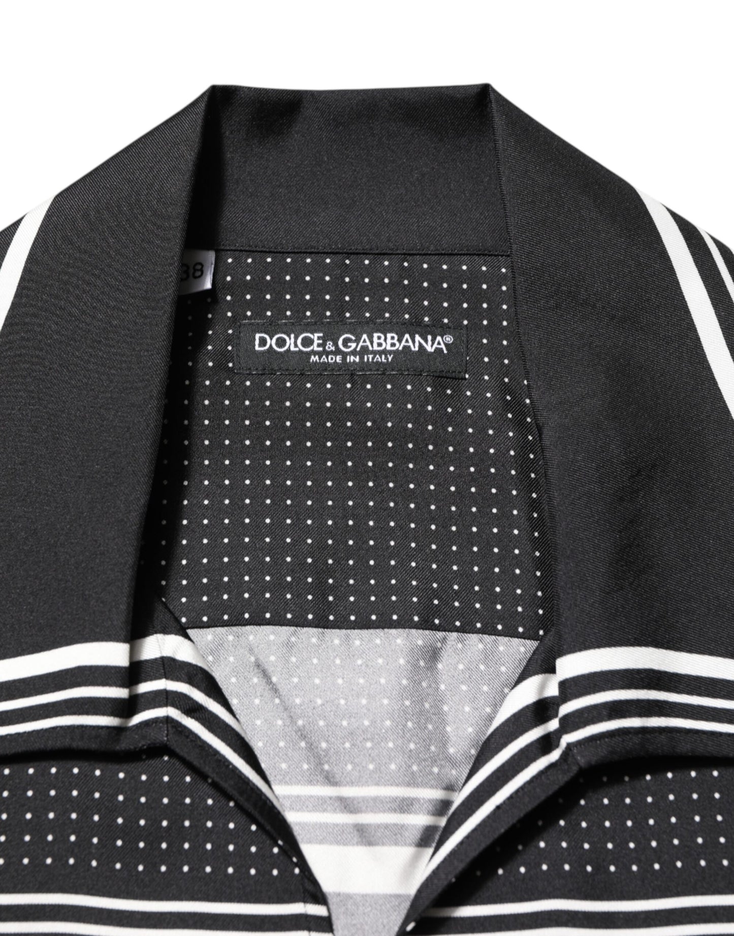 Polo informal Dolce & Gabbana con estampado de puntos y rayas en blanco y negro
