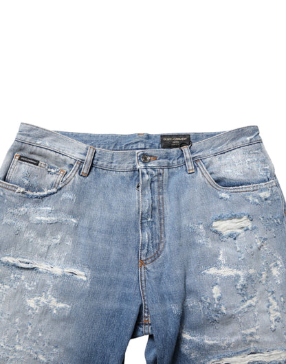 Vaqueros Dolce & Gabbana azul efecto desgastado con rotos