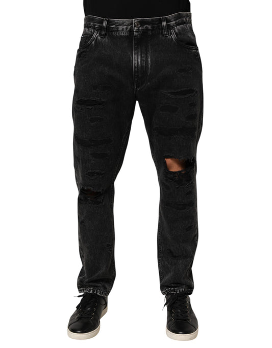 Vaqueros de algodón desgastado, rotos y holgados Dolce & Gabbana negros