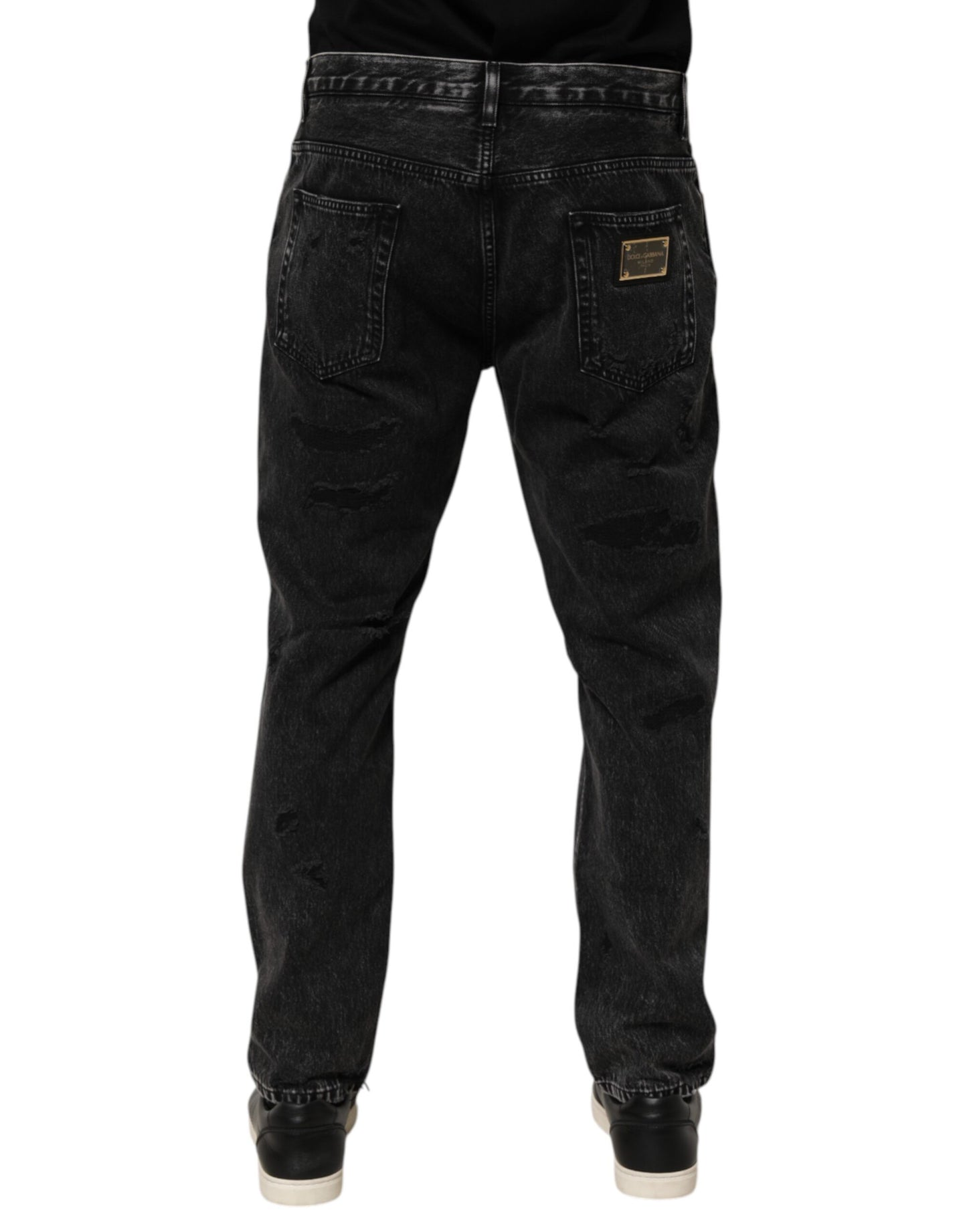 Vaqueros de algodón desgastado, rotos y holgados Dolce & Gabbana negros