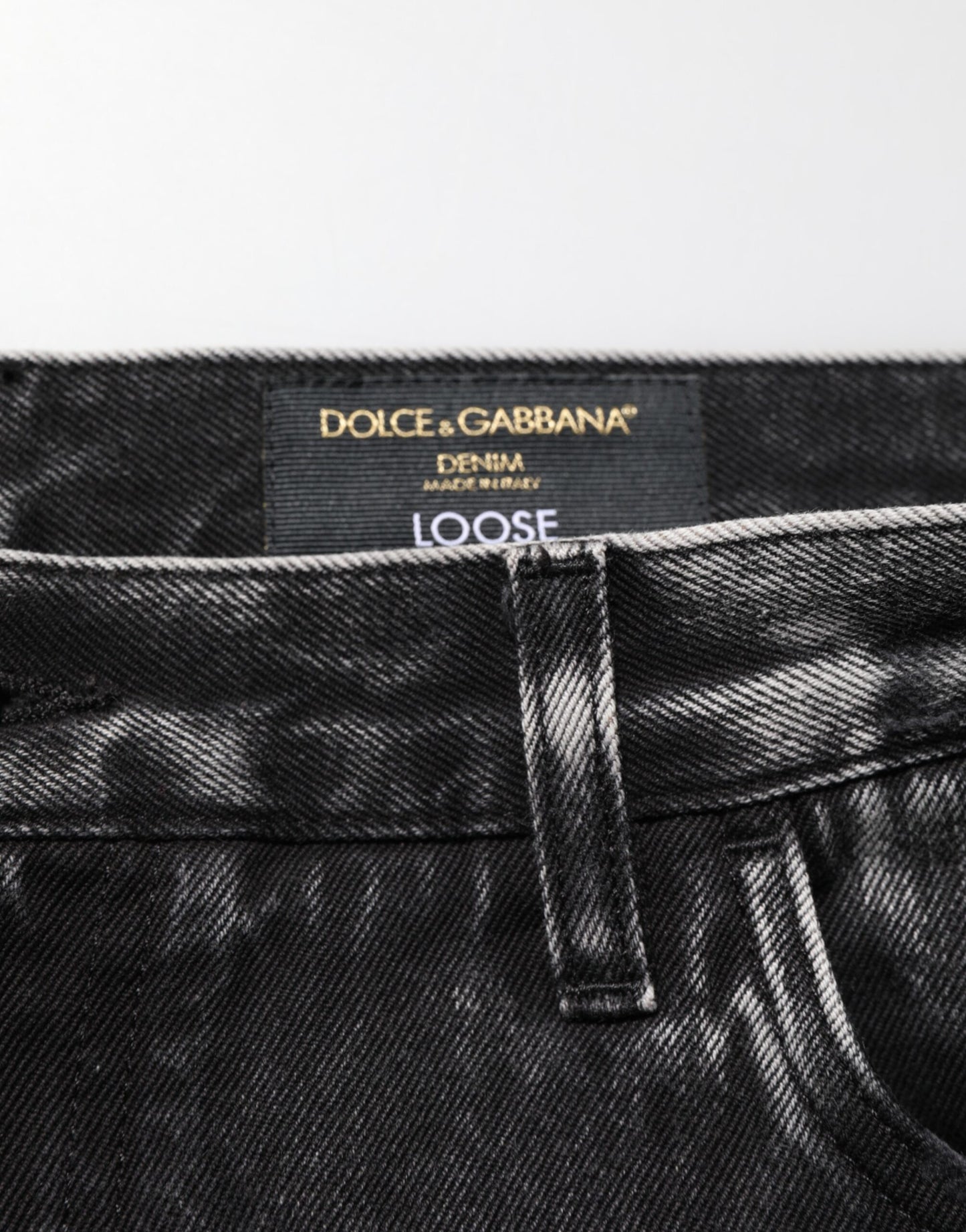 Vaqueros de algodón desgastado, rotos y holgados Dolce & Gabbana negros