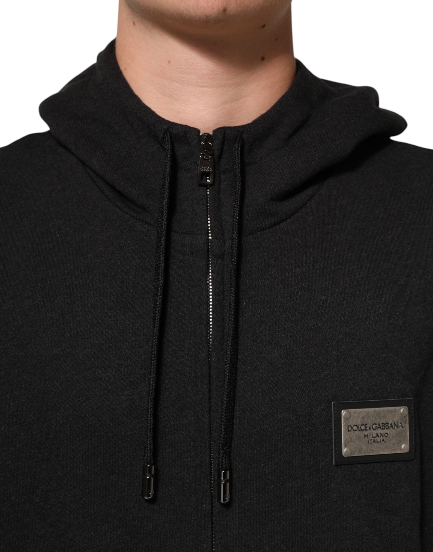 Sudadera con capucha y cremallera completa con logo negro de Dolce & Gabbana