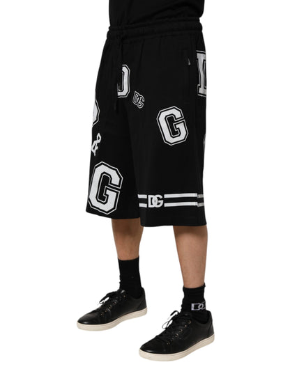 Dolce & Gabbana Bermuda Corta Casual de Algodón con Logotipo Negro