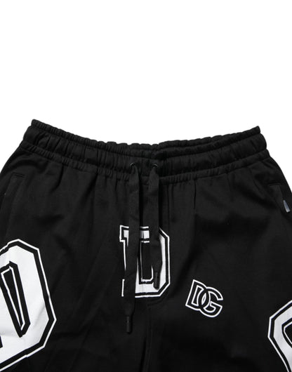 Dolce & Gabbana Bermuda Corta Casual de Algodón con Logotipo Negro