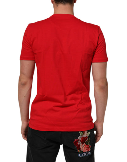 Dolce & Gabbana Camiseta roja de cuello redondo de algodón Goodluck 2023