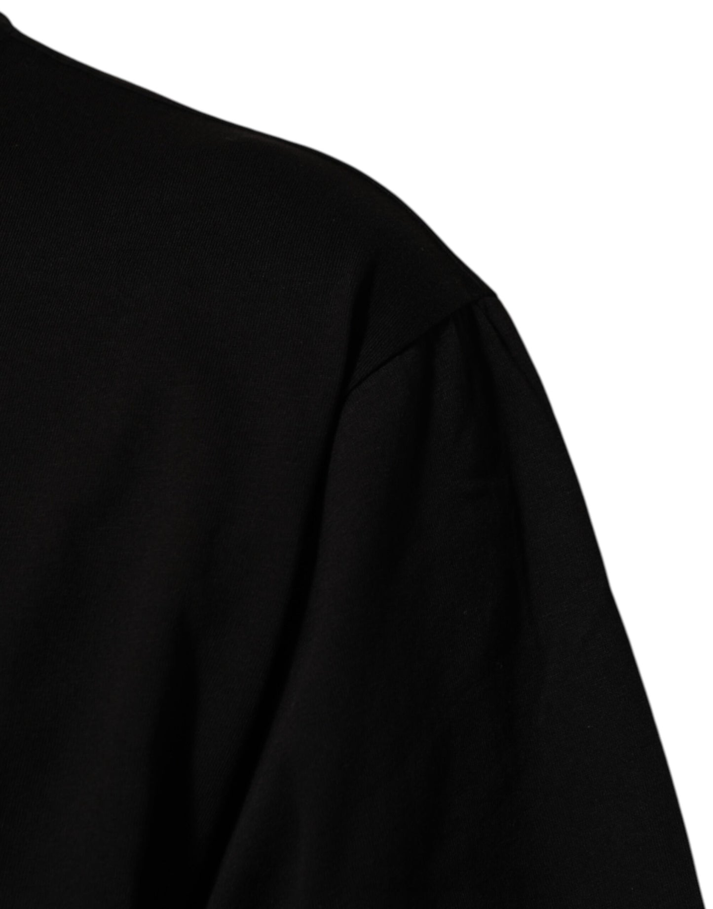 Dolce & Gabbana Camiseta de algodón negra de cuello redondo con logo estampado para hombre