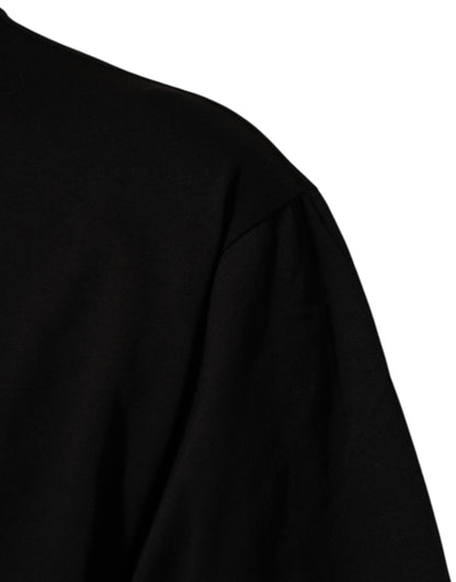 Dolce & Gabbana Camiseta de algodón negra de cuello redondo con logo estampado para hombre