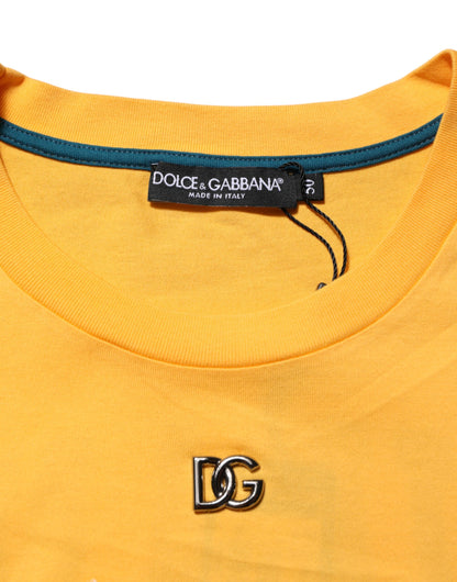 Camiseta de algodón con cuello redondo, estampado floral Yellow Secret Garden de Dolce & Gabbana