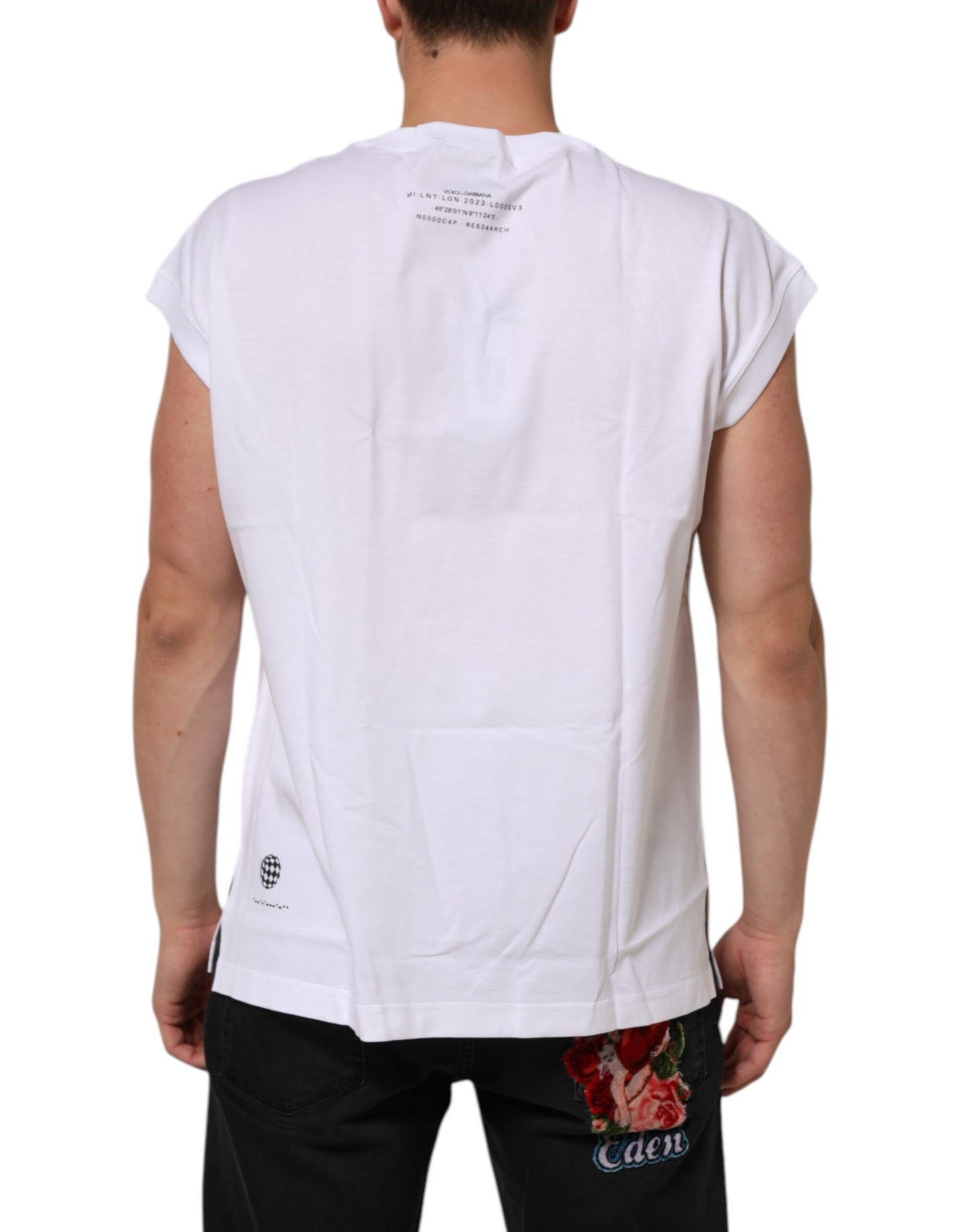 Camiseta sin mangas estampada de algodón blanco de Dolce & Gabbana