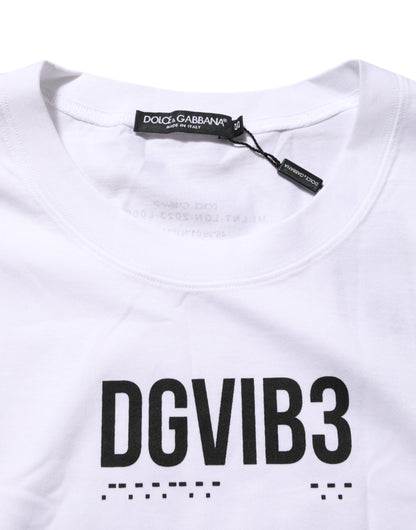 Camiseta sin mangas estampada de algodón blanco de Dolce & Gabbana