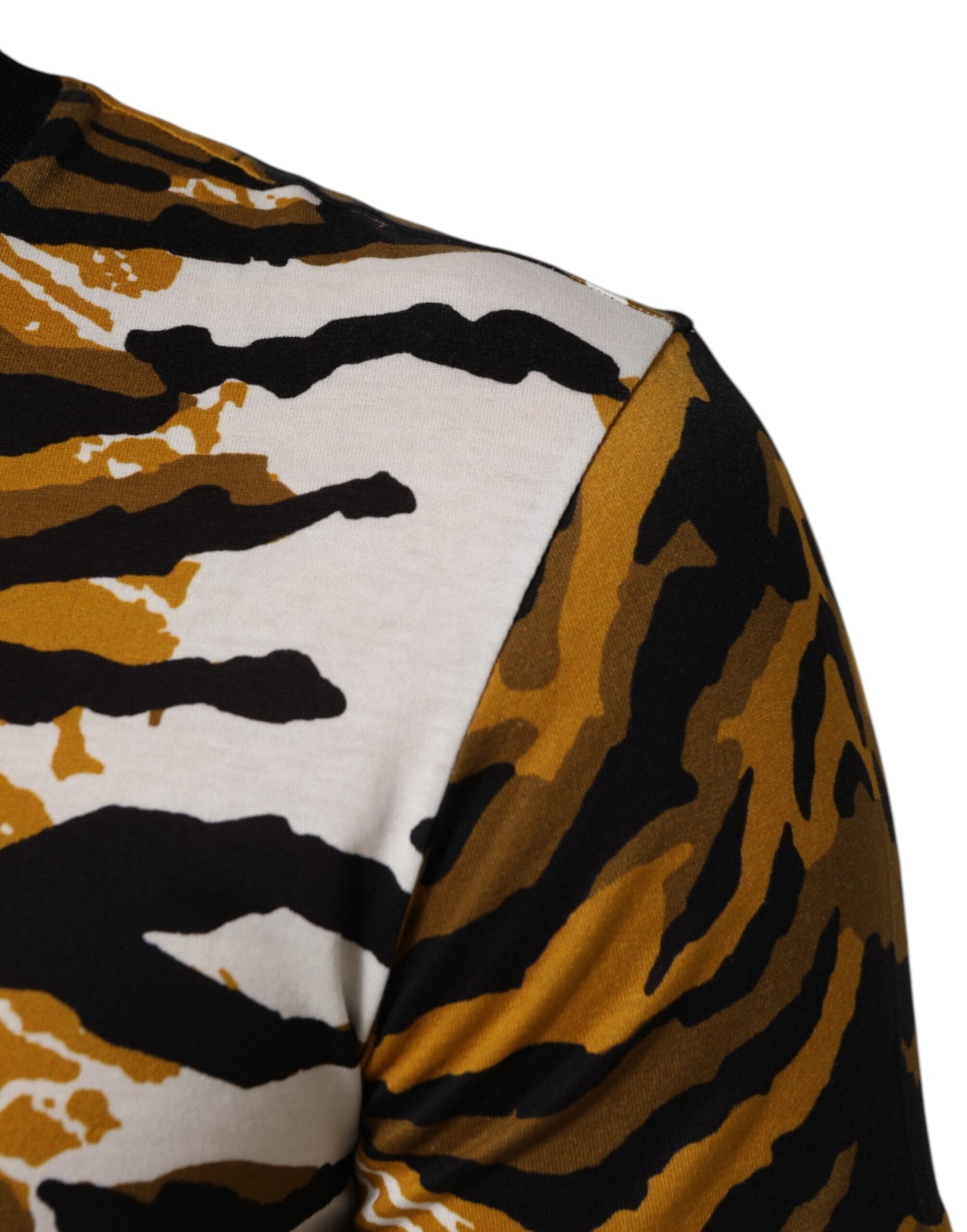 Camiseta Dolce & Gabbana de cuello redondo para hombre, con estampado de leopardo y hojas de palmera multicolor