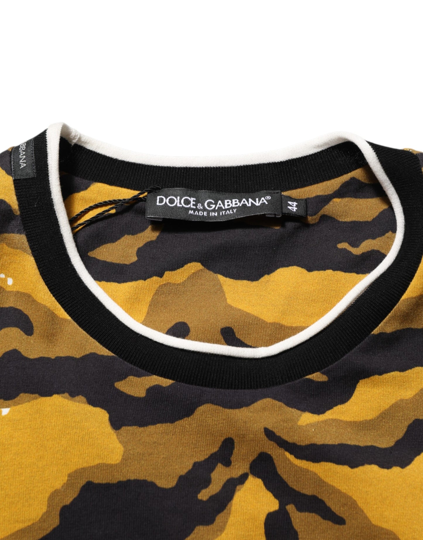 Camiseta Dolce & Gabbana de cuello redondo para hombre, con estampado de leopardo y hojas de palmera multicolor