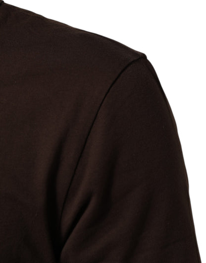 Dolce & Gabbana Camiseta de Hombre con Cuello Redondo y Estampado de Monedas Laurel Marrón