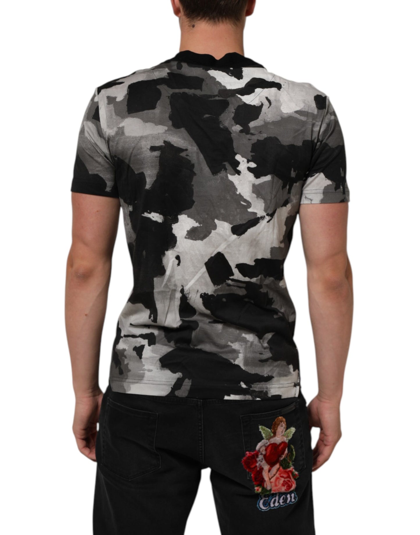 Dolce & Gabbana Camiseta de manga corta de camuflaje multicolor para hombre