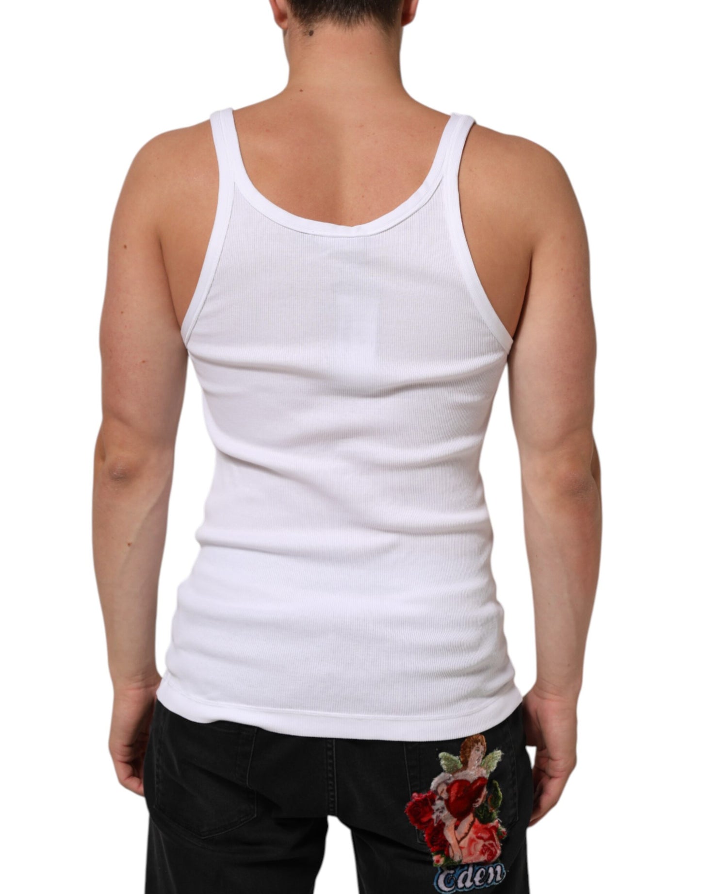 Camiseta sin mangas blanca con cuello redondo de Dolce & Gabbana