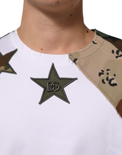 Camiseta de algodón para hombre Dolce & Gabbana camuflaje blanco patchwork