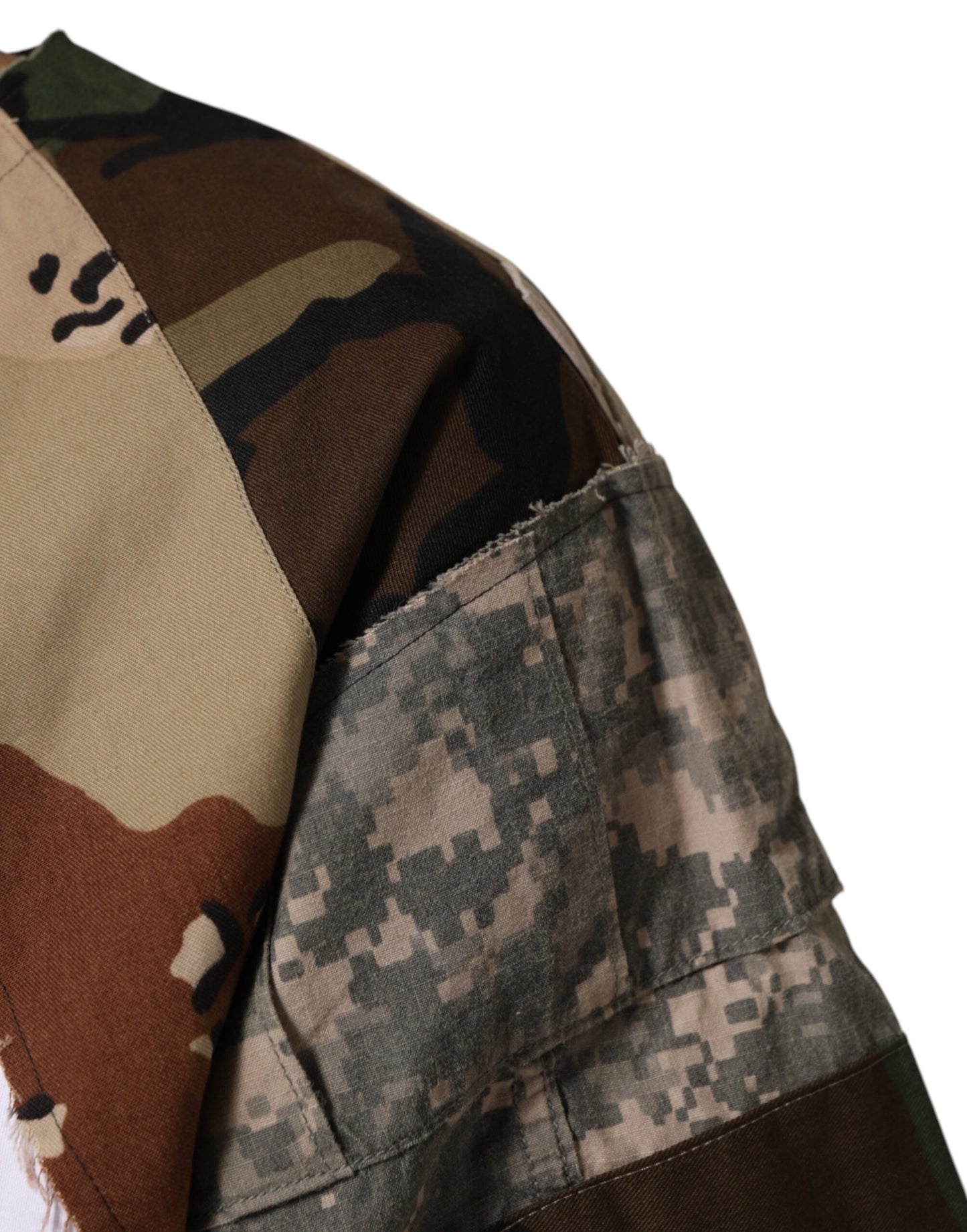Camiseta de algodón para hombre Dolce & Gabbana camuflaje blanco patchwork