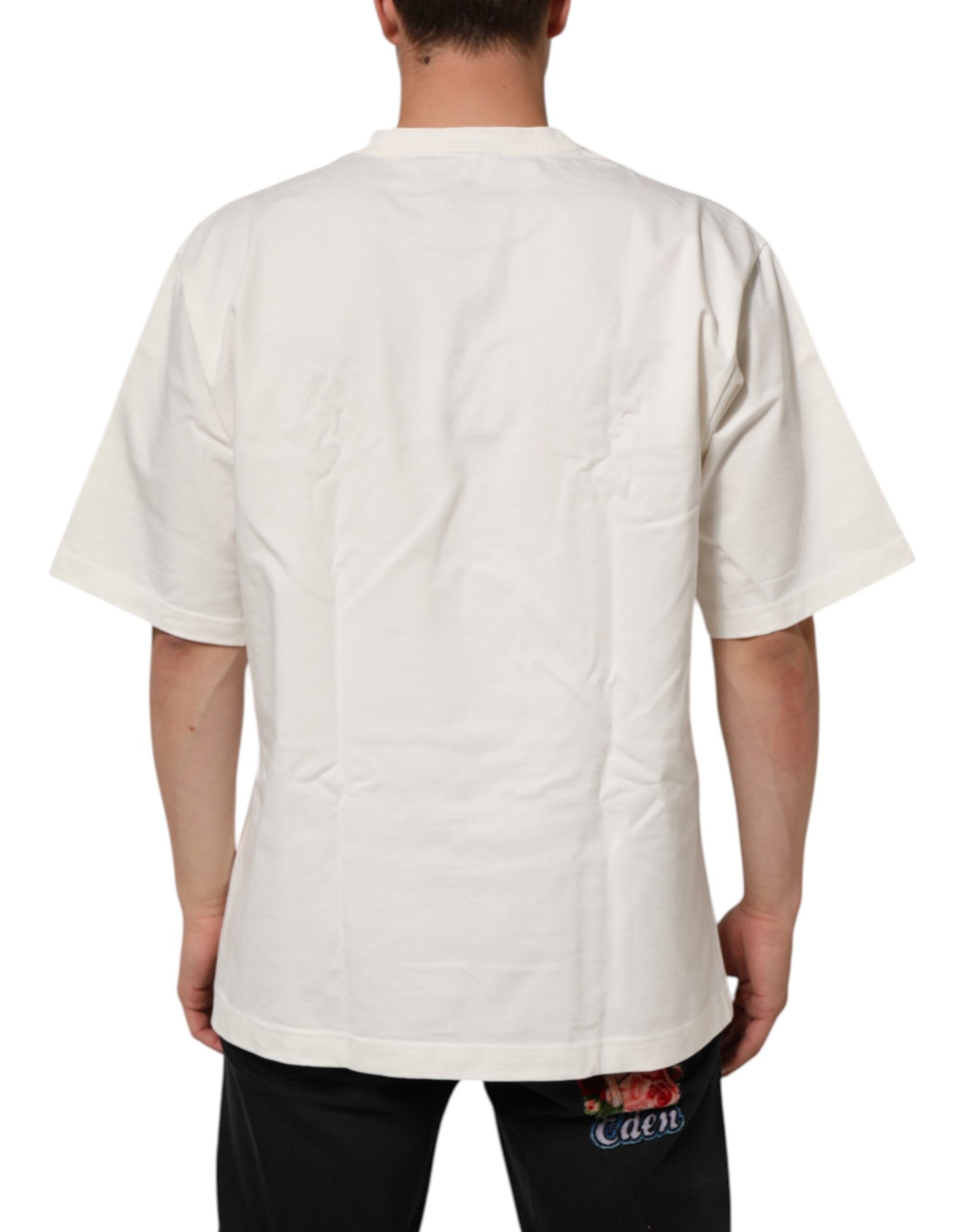 Camiseta Dolce & Gabbana blanca de algodón con cuello redondo y estampado del logo para hombre