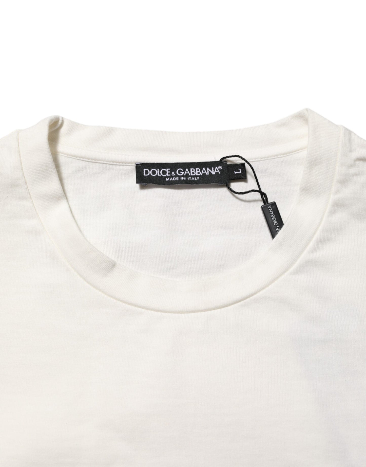 Camiseta Dolce & Gabbana blanca de algodón con cuello redondo y estampado del logo para hombre
