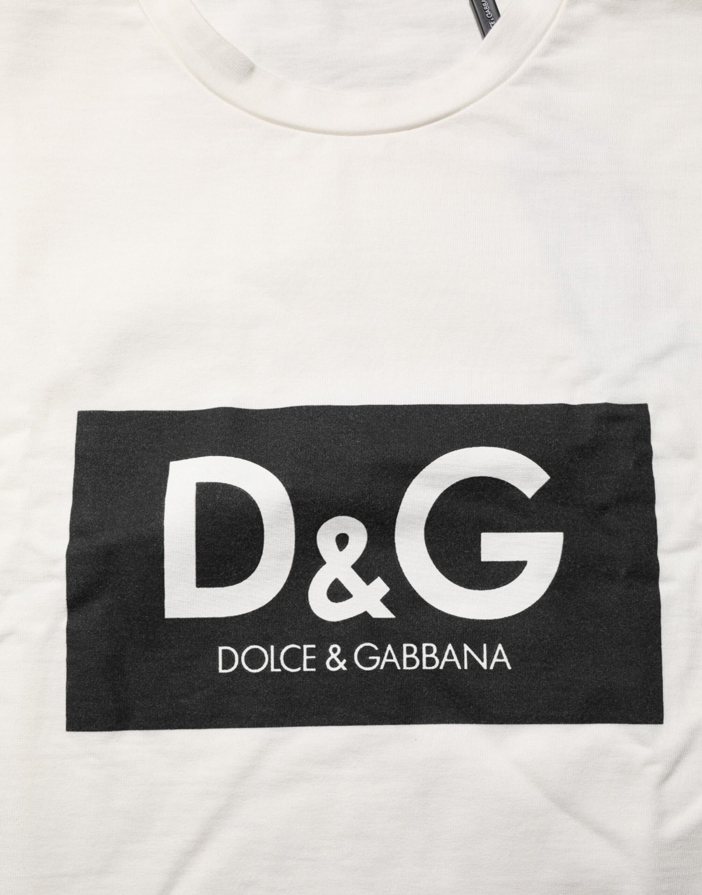 Camiseta Dolce & Gabbana blanca de algodón con cuello redondo y estampado del logo para hombre