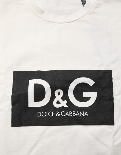 Camiseta Dolce & Gabbana blanca de algodón con cuello redondo y estampado del logo para hombre