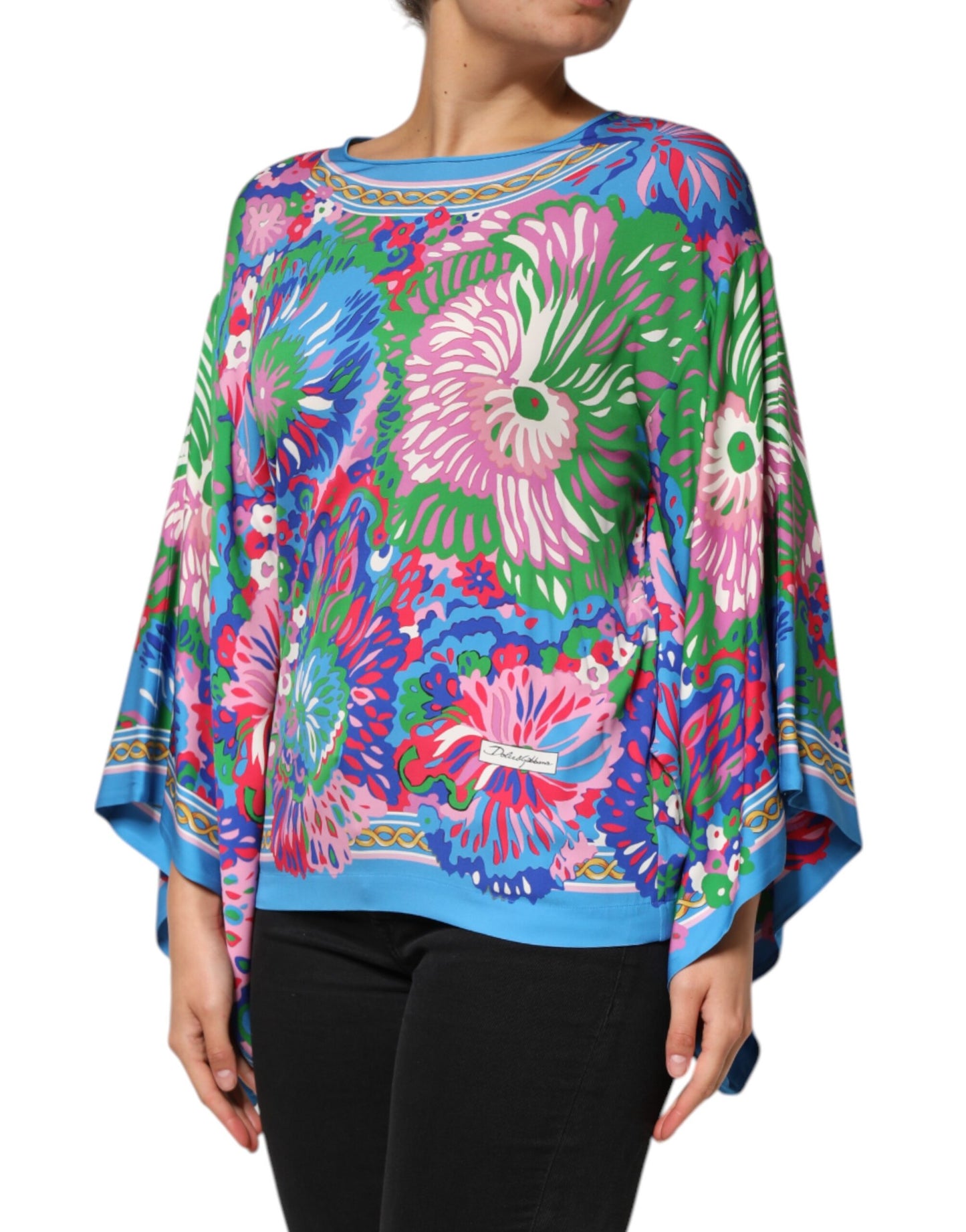 Top tipo blusa túnica de Dolce & Gabbana con estampado floral multicolor