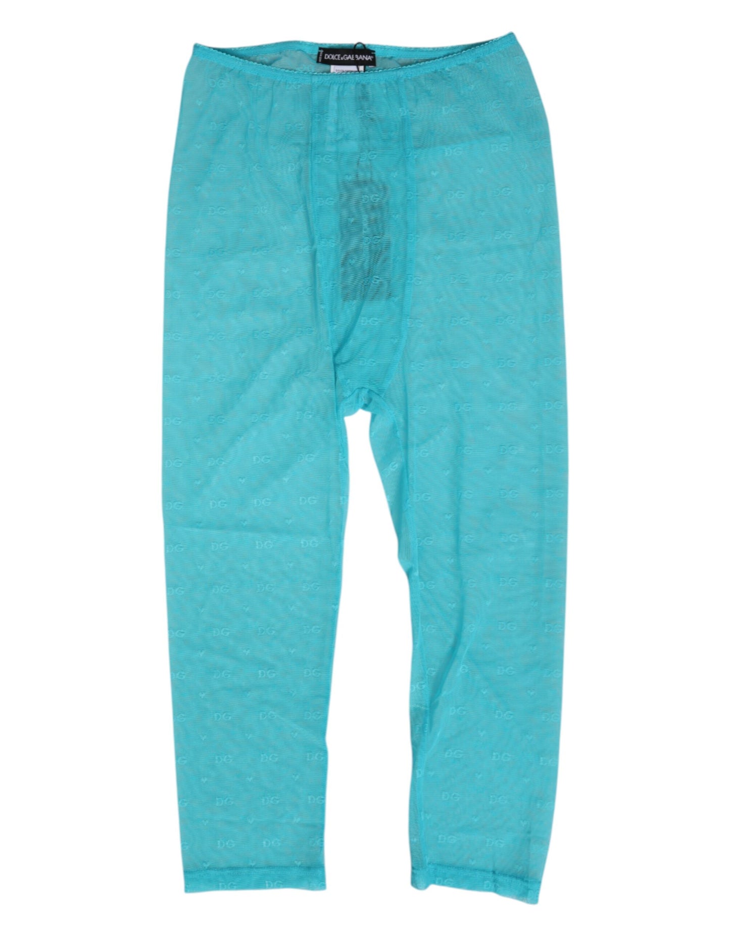 Ropa interior de tiro alto tipo pantalón midi de encaje con logotipo Light Blue de Dolce & Gabbana