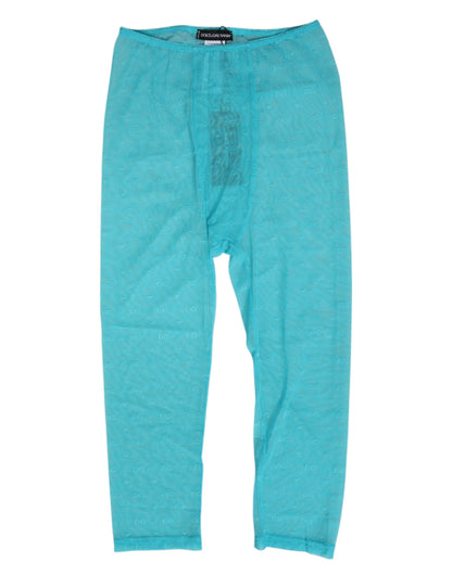Ropa interior de tiro alto tipo pantalón midi de encaje con logotipo Light Blue de Dolce & Gabbana
