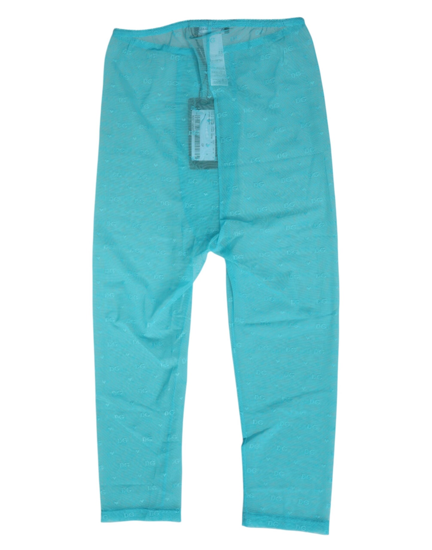 Ropa interior de tiro alto tipo pantalón midi de encaje con logotipo Light Blue de Dolce & Gabbana