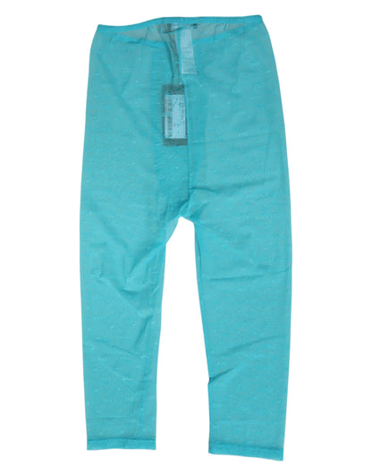 Ropa interior de tiro alto tipo pantalón midi de encaje con logotipo Light Blue de Dolce & Gabbana