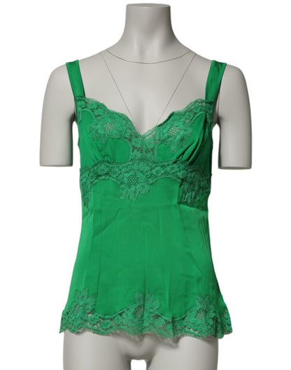 Top lencero de encaje floral verde Dolce & Gabbana