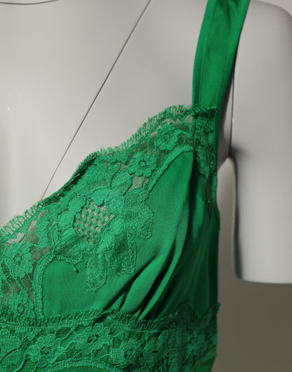Top lencero de encaje floral verde Dolce & Gabbana