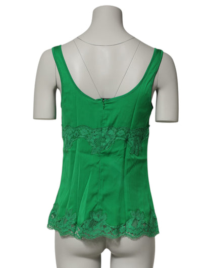 Top lencero de encaje floral verde Dolce & Gabbana
