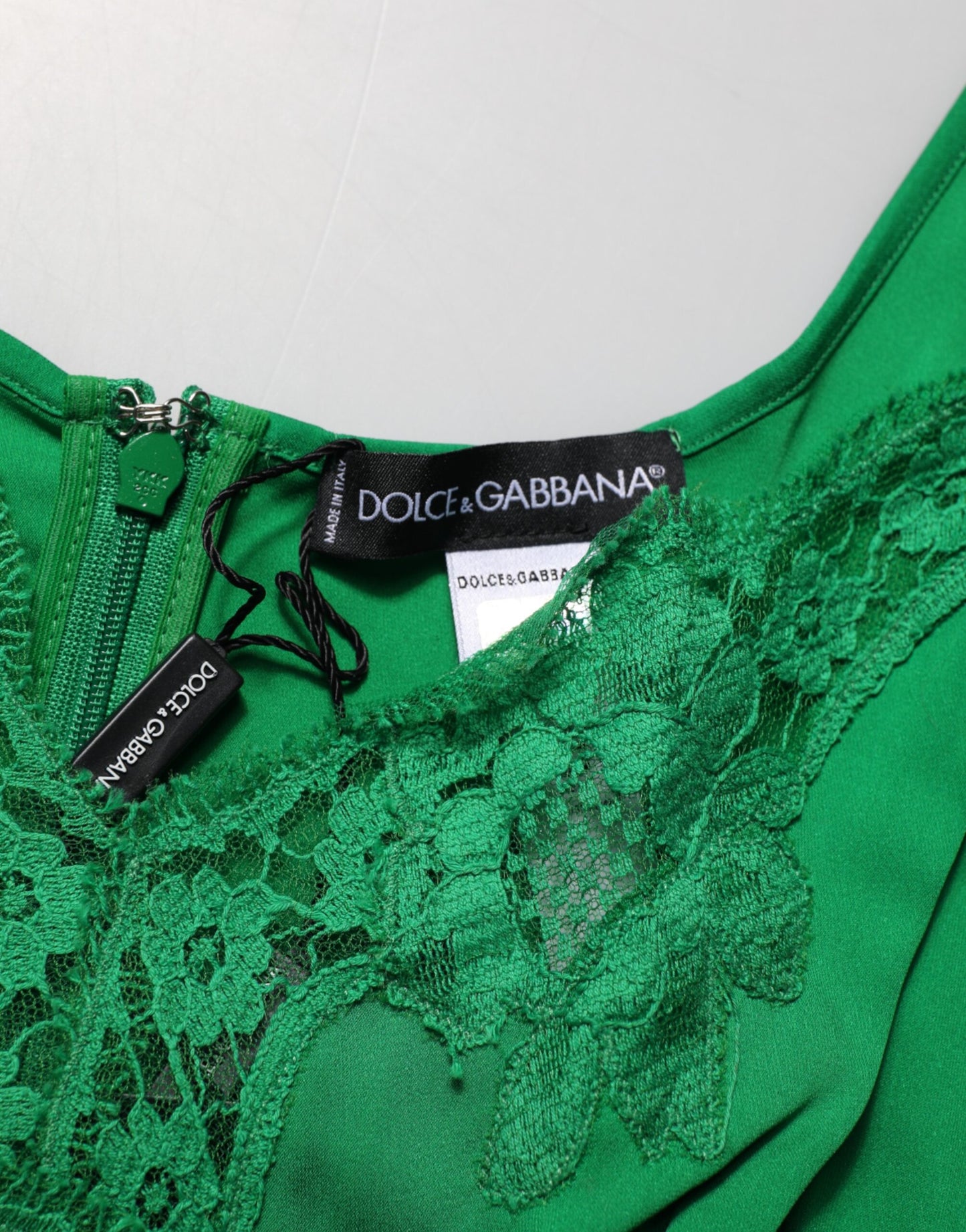 Top lencero de encaje floral verde Dolce & Gabbana