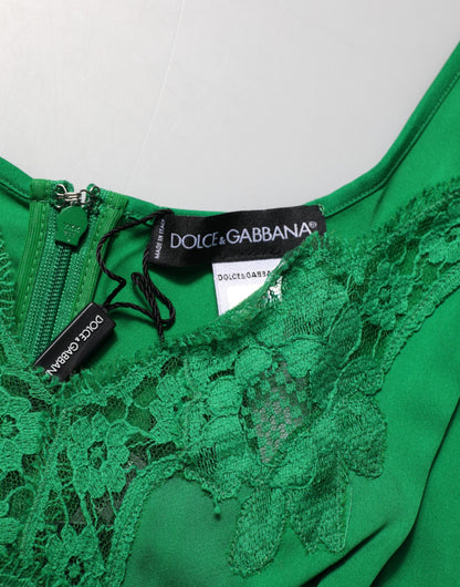 Top lencero de encaje floral verde Dolce & Gabbana