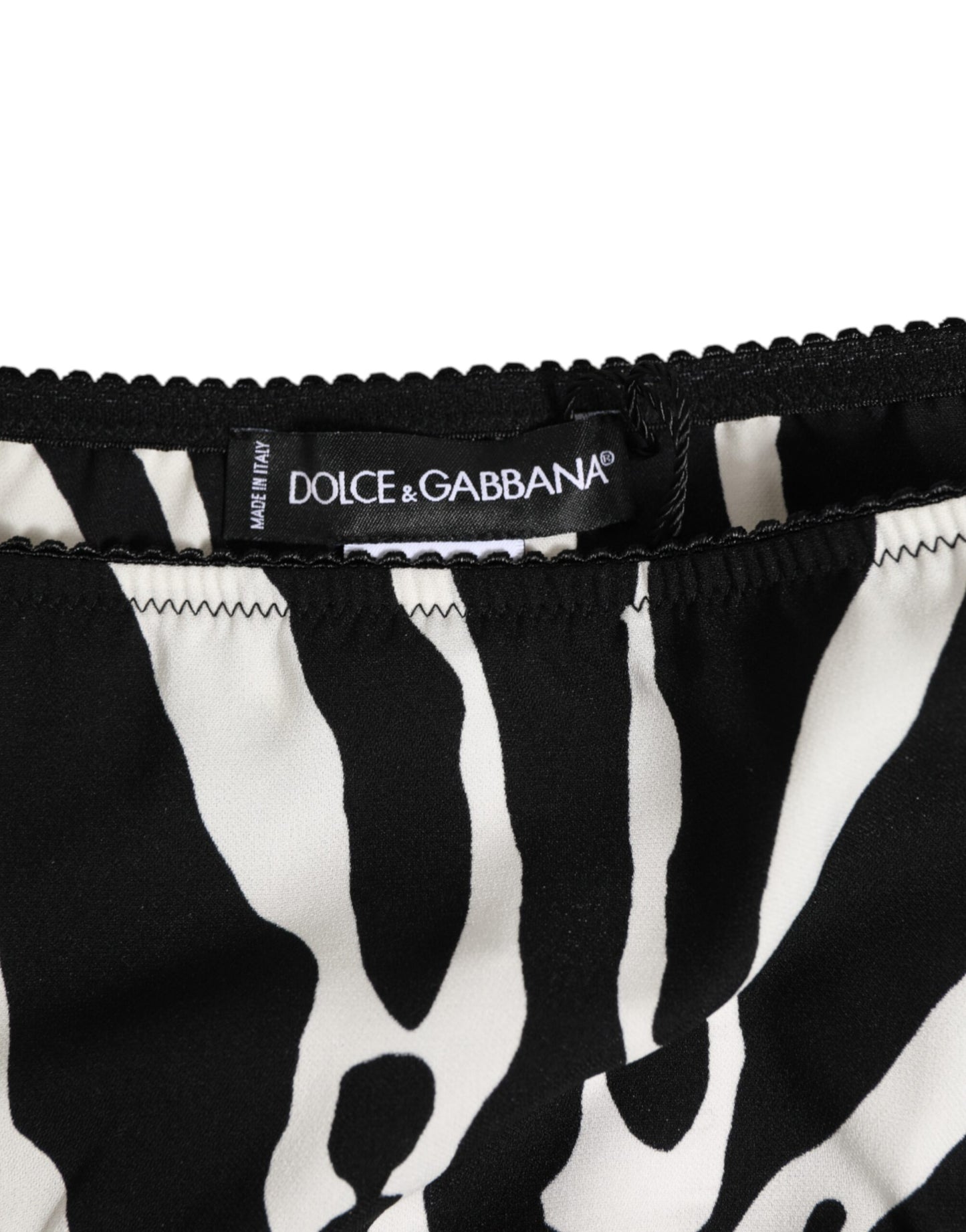 Ropa Interior Tipo Slip Estampado Cebra Blanco y Negro de Dolce & Gabbana