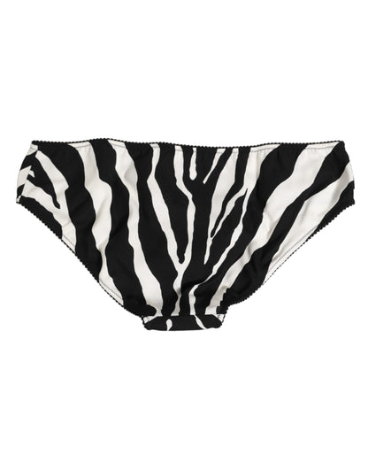 Ropa Interior Tipo Slip Estampado Cebra Blanco y Negro de Dolce & Gabbana