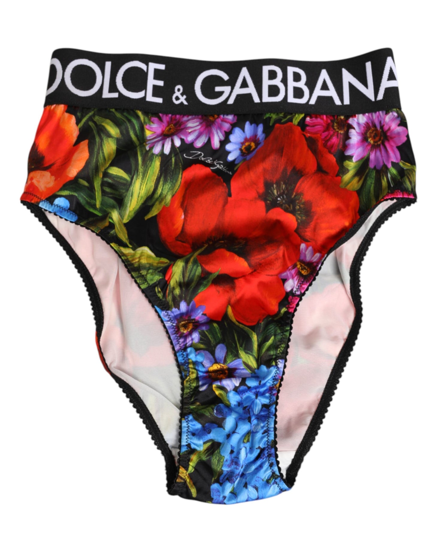 Ropa Interior Tipo Braguita de Cintura Alta con Estampado Floral Multicolor Dolce & Gabbana